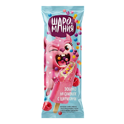 "ШАРОМАНИЯ" мороженое эскимо сливочное с рисовыми шариками со вкусом малины